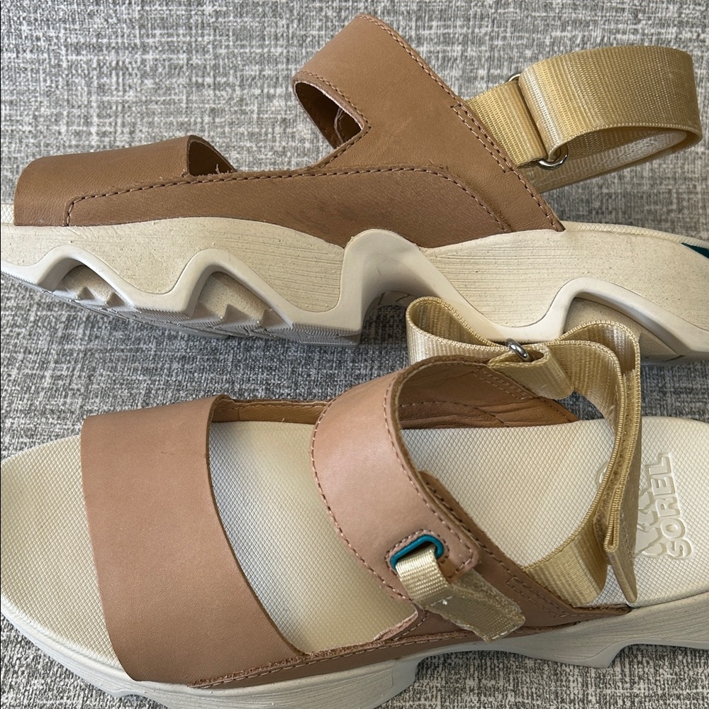 Sorel Women's Tan Leather Sport Sandals with White Sole - Picture 14 of 15